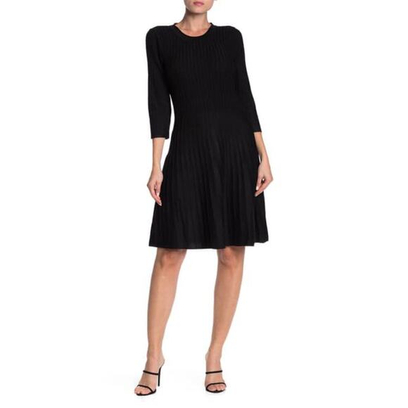 New Nanette Lepore Women's Pleated Skirt Fit & Flare Knit Midi Dress - Picture 2 of 7